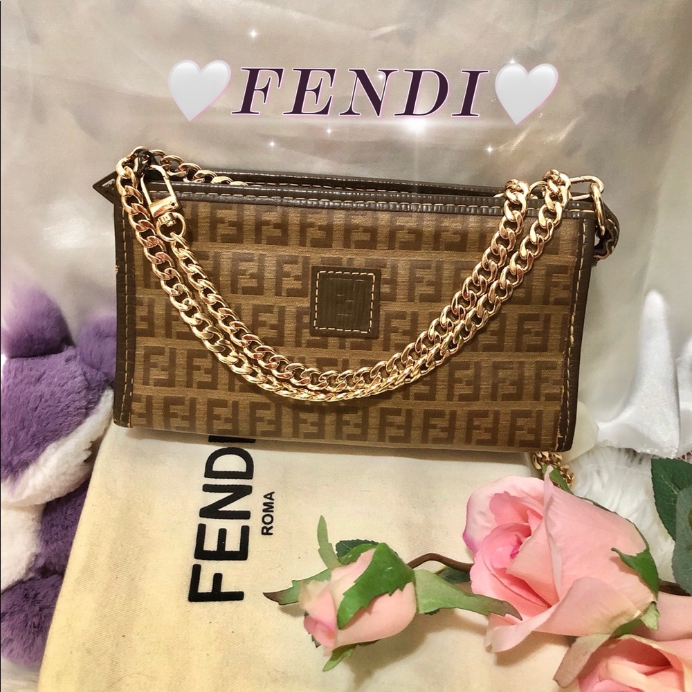 ❤️Auth❤️Beautiful Fendi Zucchino Zucca Monogram FF Logo Shoulder/Crossbody✨